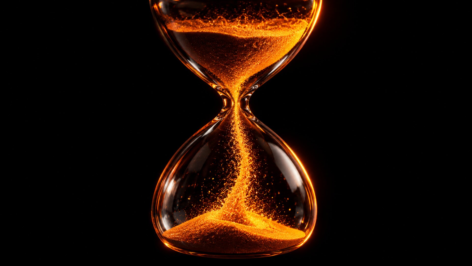 Reloj de arena de bronce con arena luminosa naranja